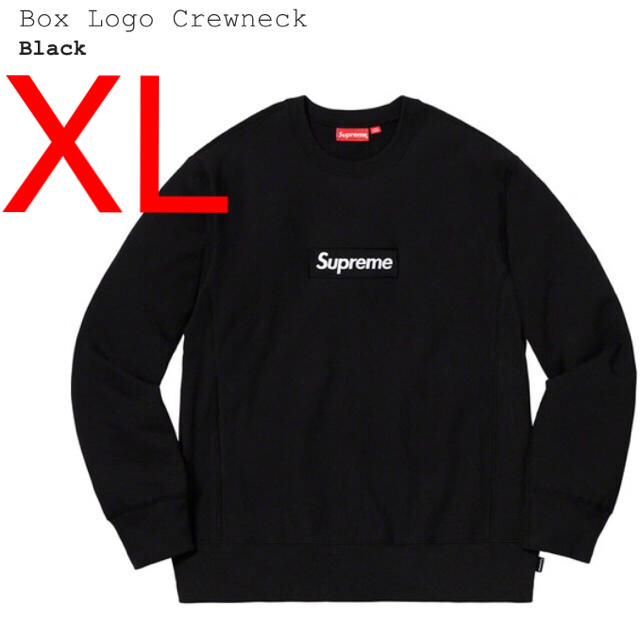 絶品】 Supreme XL black Crewneck logo Box Supreme - スウェット