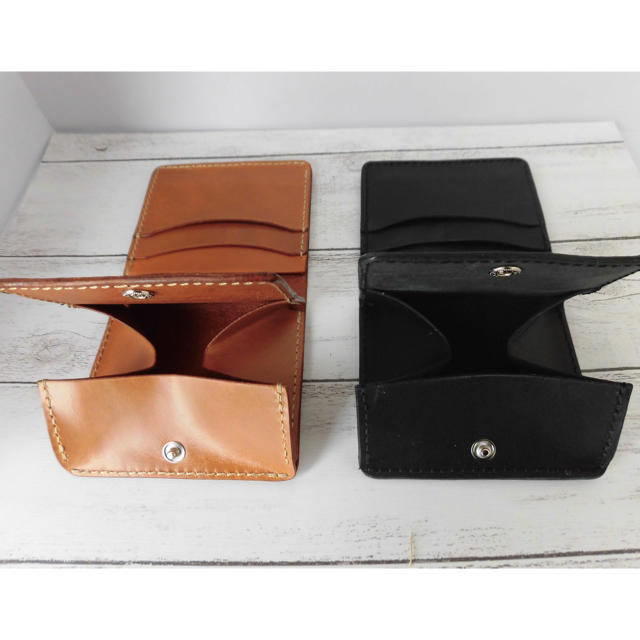 ハンドメイド 二つ折り財布 (キャメル) ハンドメイドのファッション小物(財布)の商品写真