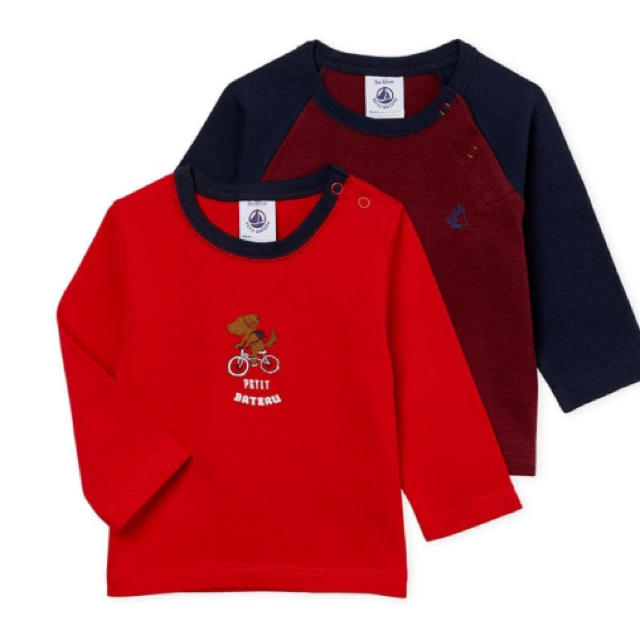 PETIT BATEAU(プチバトー)の《新品》petit bateau プチバトー 長袖Tシャツ 2枚組 カットソー キッズ/ベビー/マタニティのキッズ服男の子用(90cm~)(Tシャツ/カットソー)の商品写真