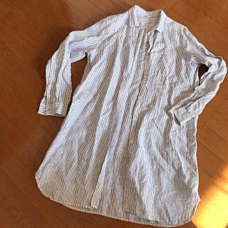 ムジルシリョウヒン(MUJI (無印良品))のmocyu様専用☆美品！無印良品のストライプ柄シャツワンピースXL(ひざ丈ワンピース)