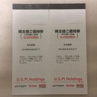 ラクマパック無料☆ 6,000円☆最新ユナイテッドスーパーマーケット 株主優待券(ショッピング)