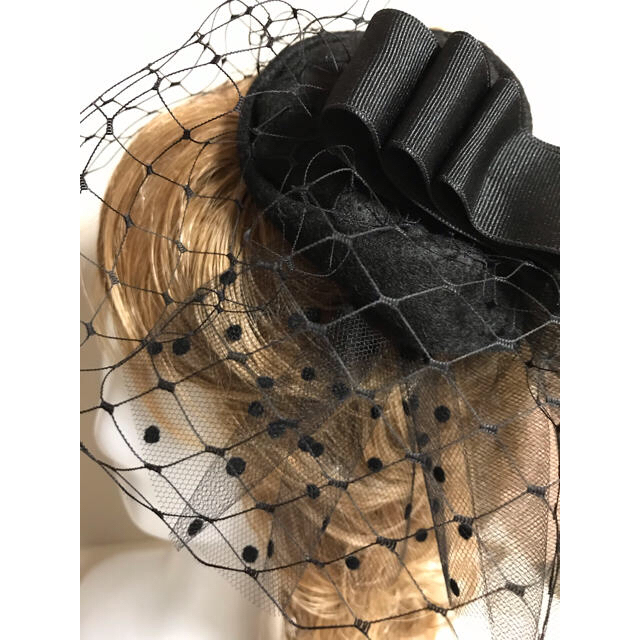 10cm チュール ベール トークハット トーク帽 ヘッドドレス コーム1 黒