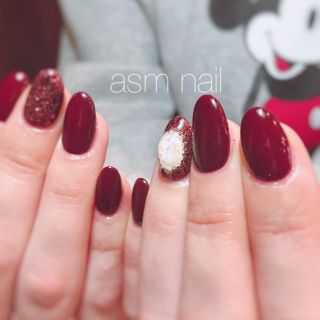 ネイルチップ ジェルネイル asmnail ワインレッド