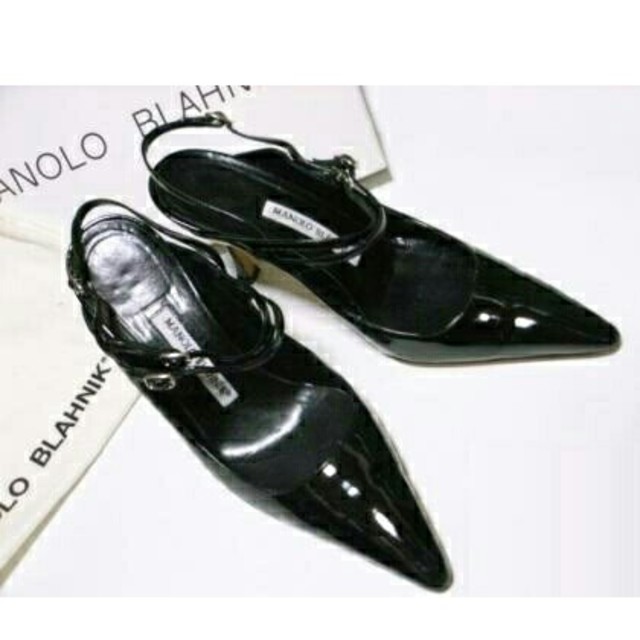 新品Manolo Blahnikマノロブラニクエナメルストラップパンプス 38