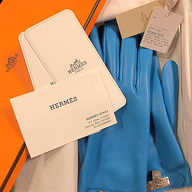 値下げします【未使用】HERMES 水色 ブルー 手袋 値引き！????❣️