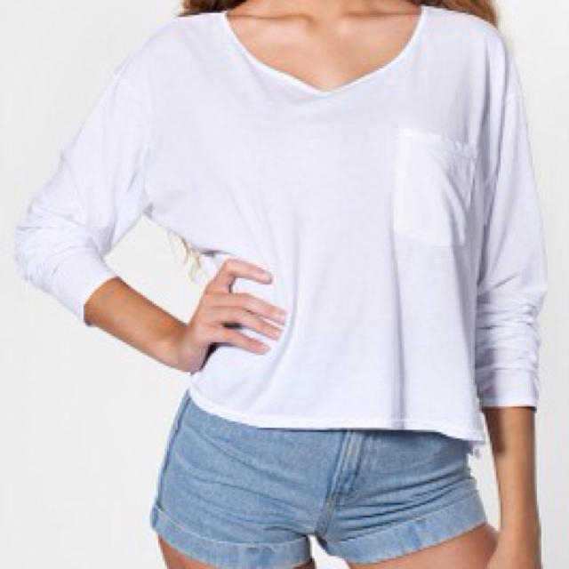 American Apparel(アメリカンアパレル)のアメアパ ロングスリーブ クロップT 白 レディースのトップス(Tシャツ(長袖/七分))の商品写真