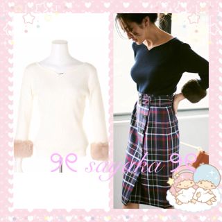 ジャスグリッティー(JUSGLITTY)の🍀新品🍀💗JUSGLITTY💗バー付袖ファーリブニット(ニット/セーター)