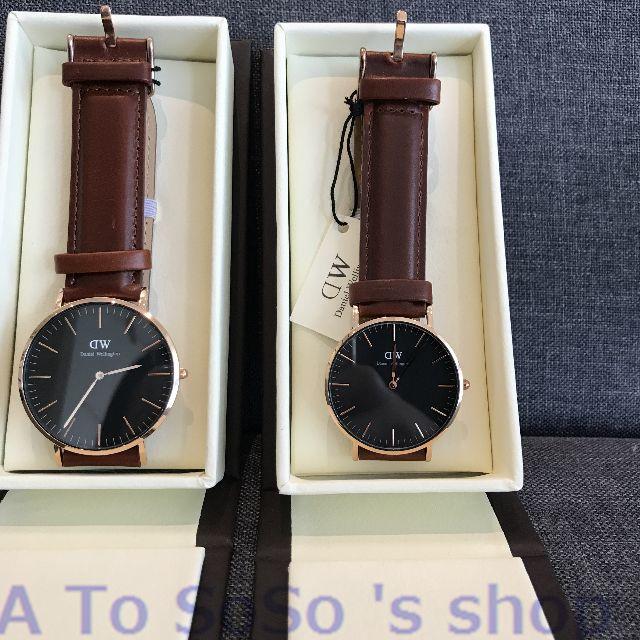 Daniel Wellington(ダニエルウェリントン)の年末のお値下げ中☆DW　2本セット　レディース　メンズ　ブラック メンズの時計(腕時計(アナログ))の商品写真