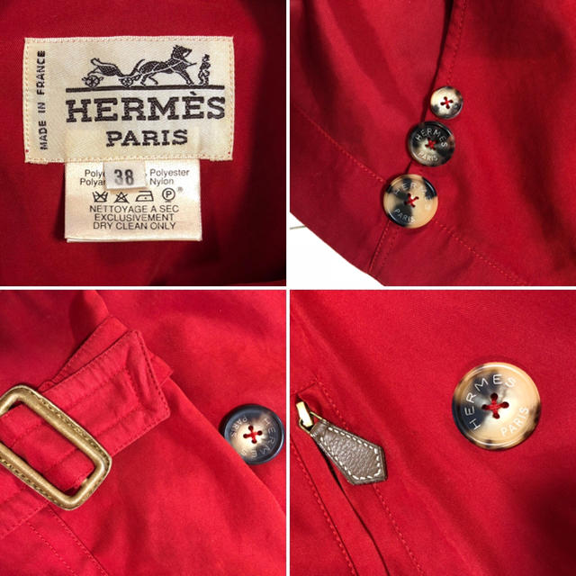 Hermes(エルメス)のエルメス HERMES トレンチコート 赤 中古美品 COAT レディースのジャケット/アウター(トレンチコート)の商品写真
