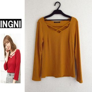 イング(INGNI)のUSED☆INGNI イング★ フロントクロス・ハートネック トップス(カットソー(長袖/七分))