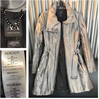 アルマーニエクスチェンジ(ARMANI EXCHANGE)の未使用に近い☆アルマーニエクスチェンジ/コート・XS・メタリックシルバー系(ロングコート)