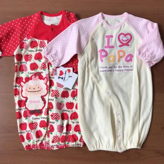 アカチャンホンポ(アカチャンホンポ)の新品 女の子 コンビドレス4枚セット 肌着 ロンパース 50-60(ロンパース)