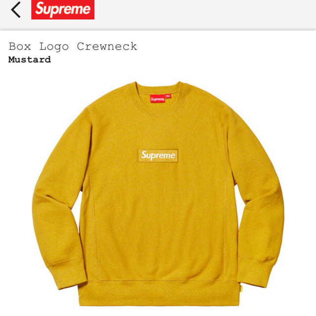 Supreme box logo crewneck Mustard Mサイズスウェット