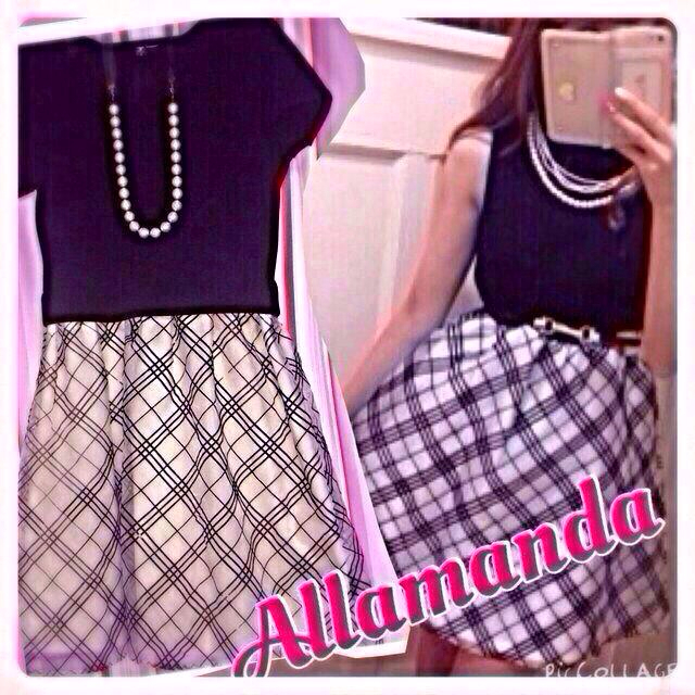 allamanda(アラマンダ)の♡クロッキーチェックドッキングOP♡ レディースのワンピース(ひざ丈ワンピース)の商品写真