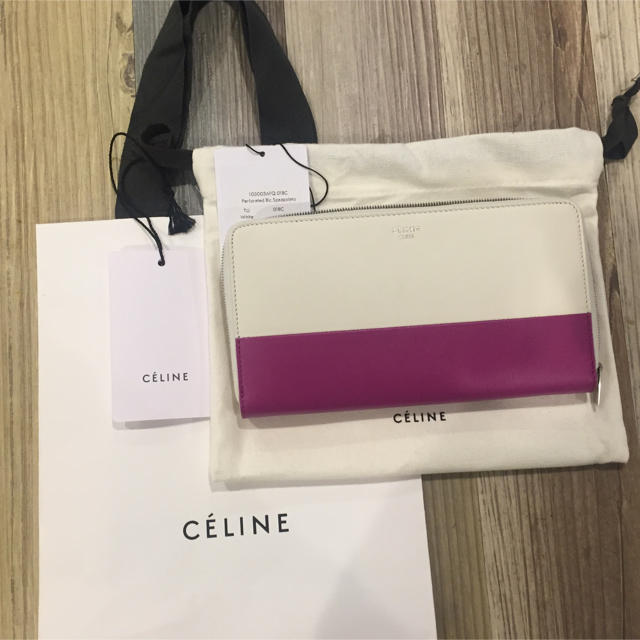 【新品 保存袋 紙袋付き】Celine 2トーンカラー ラージ セリーヌ 財布