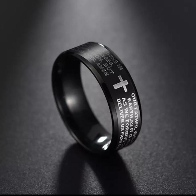 ファッションリング ブラックカラー&クロス メンズのアクセサリー(リング(指輪))の商品写真