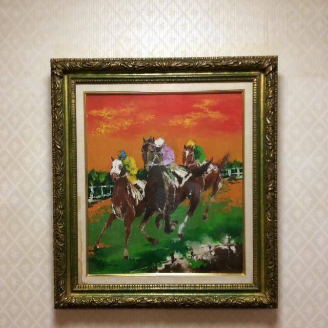S.OKIMURA 作 油絵  『競馬』