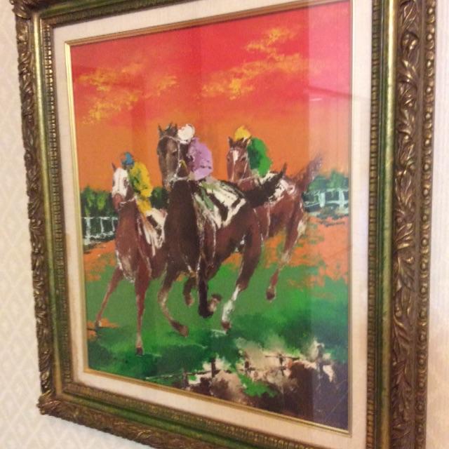 S.OKIMURA 作 油絵 『競馬』