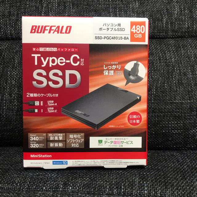 Buffalo(バッファロー)のBUFFALO ポータブルSSD TYPE-C対応モデル スマホ/家電/カメラのPC/タブレット(PC周辺機器)の商品写真