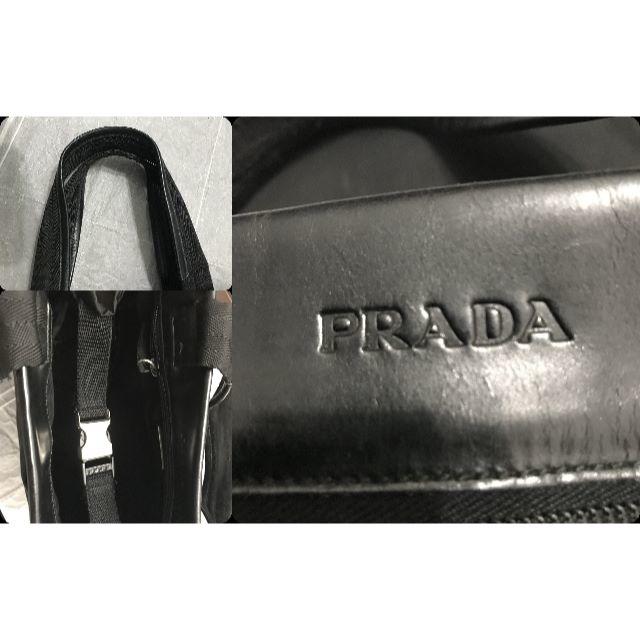 PRADA(プラダ)の●13万プラダ外ポケ2黒カーフレザー多用大き目ショルダーバッグ台形●良美 レディースのバッグ(ショルダーバッグ)の商品写真