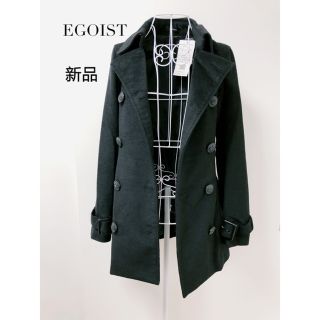 エゴイスト(EGOIST)のEGOIST♡egoist♡ベルト付きピーコート●タッフル●黒●エゴイスト(ピーコート)