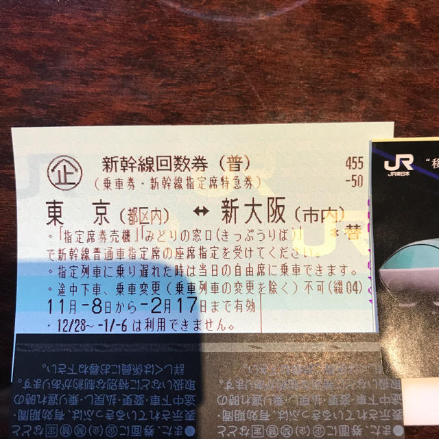 新幹線 チケット 回数券 新大阪 東京 京都 品川 - 乗車券/交通券
