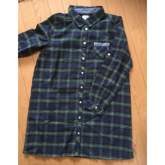 ☆160センチ☆チェック柄シャツ ワンピース☆ユーズド☆ キッズ/ベビー/マタニティのキッズ服女の子用(90cm~)(ワンピース)の商品写真