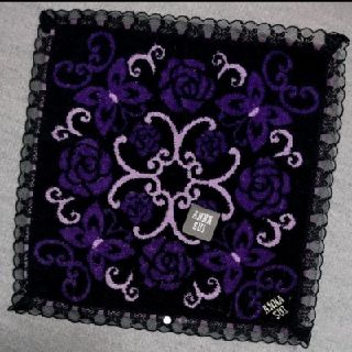 アナスイ(ANNA SUI)のANNA SUI★タオルハンカチ レース 大判 ブラック タグ付き未使用(ハンカチ)