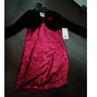 ジョナ　ミッシェル　スパンコール赤ドレス　黒ボレロ付 6 110(ドレス/フォーマル)