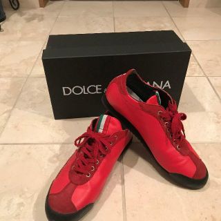 ドルチェアンドガッバーナ(DOLCE&GABBANA)のドルチェ＆ガッバーナITARIAロゴ レザースニーカ７ロッソレッドスニ―カー(スニーカー)