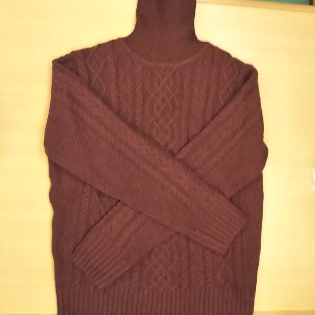 MUJI (無印良品)(ムジルシリョウヒン)の無印良品 タートルネックセーター(バーガンディ)Ｍサイズ レディースのトップス(ニット/セーター)の商品写真
