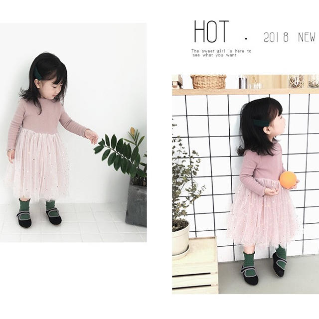 petit main(プティマイン)の SALE スターチュールワンピース★ピンク90 キッズ/ベビー/マタニティのキッズ服女の子用(90cm~)(ワンピース)の商品写真