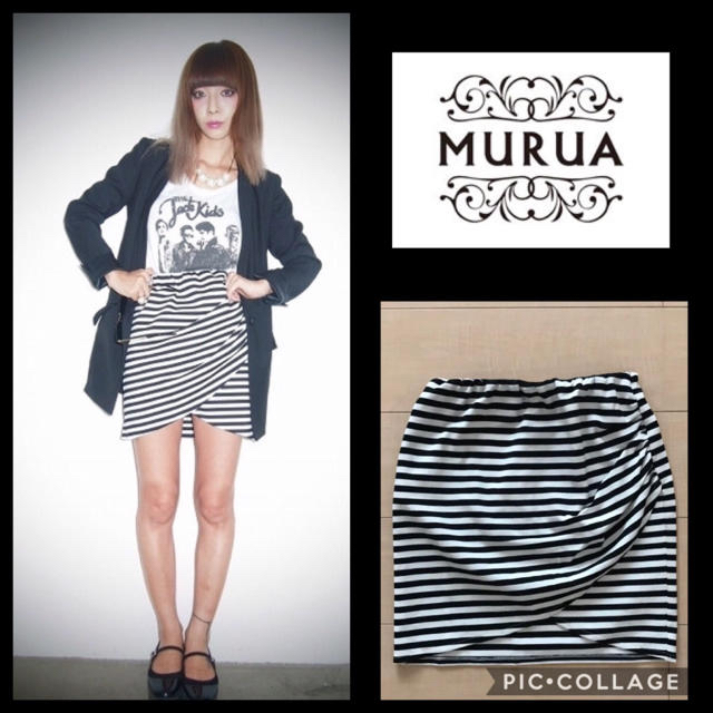 MURUA(ムルーア)のMURUA ボーダータイトスカート レディースのスカート(ミニスカート)の商品写真