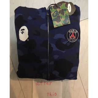 アベイシングエイプ(A BATHING APE)のBAPE X PSG SHARK FULL ZIP HOODIE Size:L(パーカー)