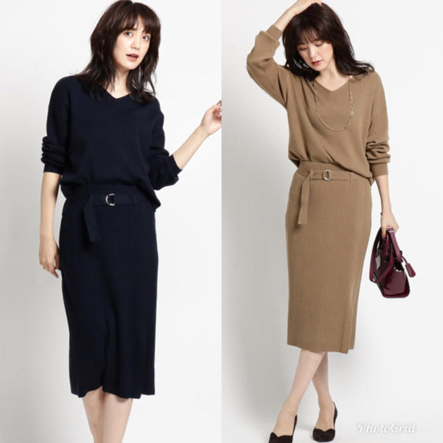 INDIVI(インディヴィ)の定価23760円 2018AW 二回着用 INDIVI ニットセットアップ レディースのワンピース(ひざ丈ワンピース)の商品写真