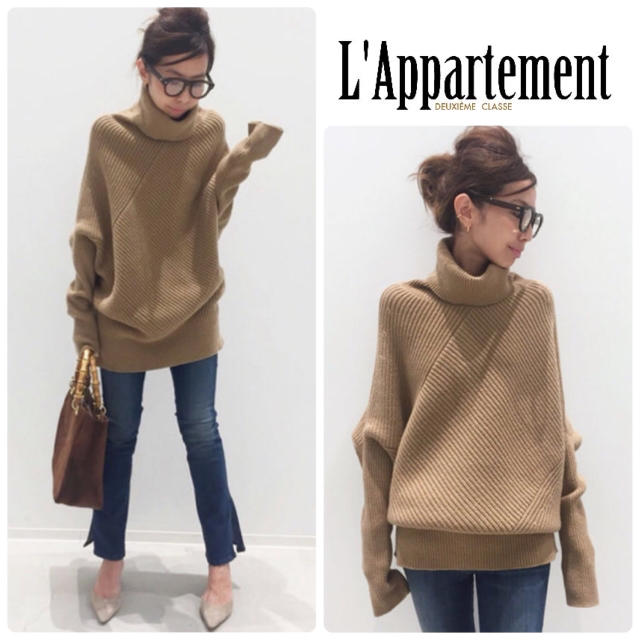 レディース新品 L'Appartement ◆ Asymmetry Knit キャメル