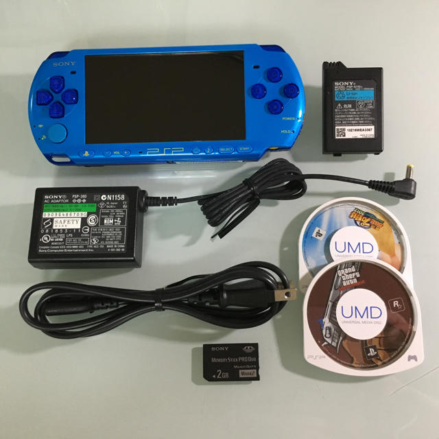 PlayStation Portable(プレイステーションポータブル)のPSP-3000 スカイブルー/マリンブルー エンタメ/ホビーのゲームソフト/ゲーム機本体(携帯用ゲーム機本体)の商品写真