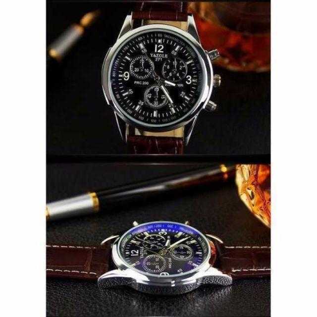 MC082 送料無料♪腕時計 メンズ アナログ クォーツ　茶　革ベルト メンズの時計(腕時計(アナログ))の商品写真