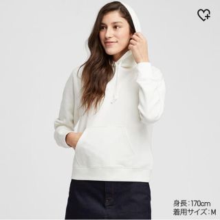 ユニクロ(UNIQLO)のUNIQLO パーカー 白 レディース Lサイズ(パーカー)