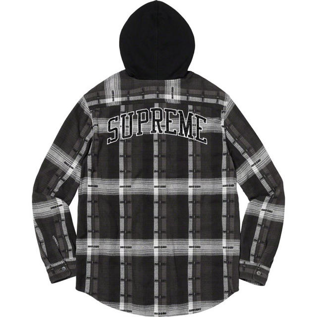 黒Blackサイズ送料込Supreme Hooded Jacquard Flannel Shirt