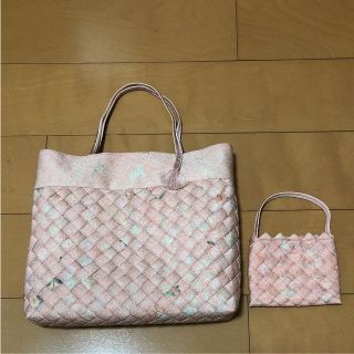 和服 リメイク 手提げバッグ ミニバッグ付き ハンドメイド(ハンドバッグ)