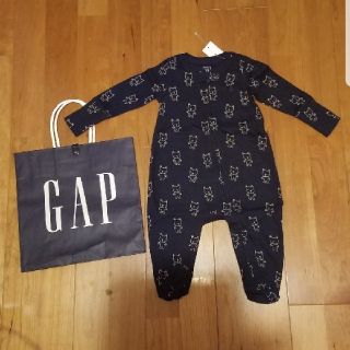 ベビーギャップ(babyGAP)の60 足つきロンパース　クマ　ネイビー(ロンパース)