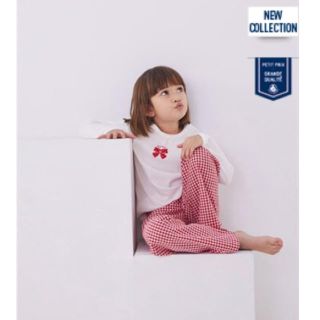 プチバトー(PETIT BATEAU)のSALE☆プチバトー プリント＆ヴィシーチェック長袖パジャマ(パジャマ)