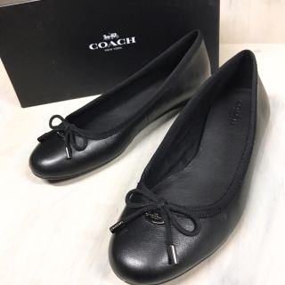 コーチ(COACH)のCOACH   レザー   ローヒール   黒  37.5(バレエシューズ)