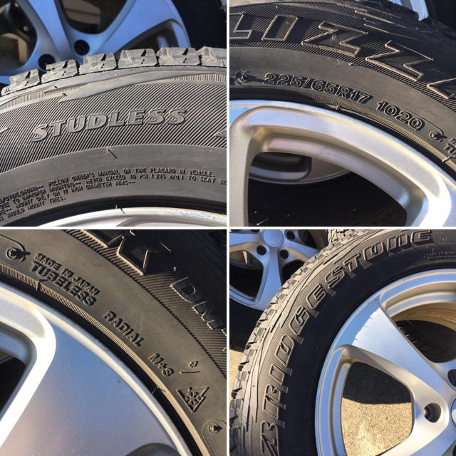 BRIDGESTONE(ブリヂストン)のハリアー スタッドレス 225/65r17 4本 トヨタHARRIER 中古 自動車/バイクの自動車(タイヤ・ホイールセット)の商品写真