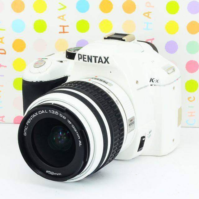 PENTAX(ペンタックス)の✨白でお洒落に一眼レフ✨ペンタックス PENTAX K-X セット✨ スマホ/家電/カメラのカメラ(デジタル一眼)の商品写真
