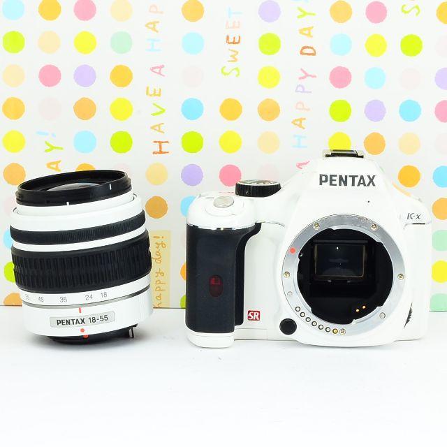 PENTAX(ペンタックス)の✨白でお洒落に一眼レフ✨ペンタックス PENTAX K-X セット✨ スマホ/家電/カメラのカメラ(デジタル一眼)の商品写真