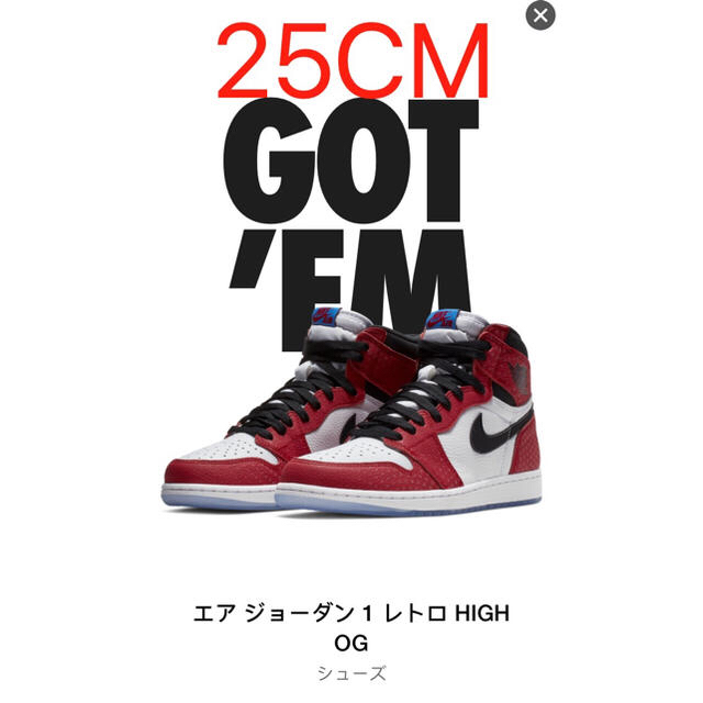 aj1 スパイダーマン 25cm