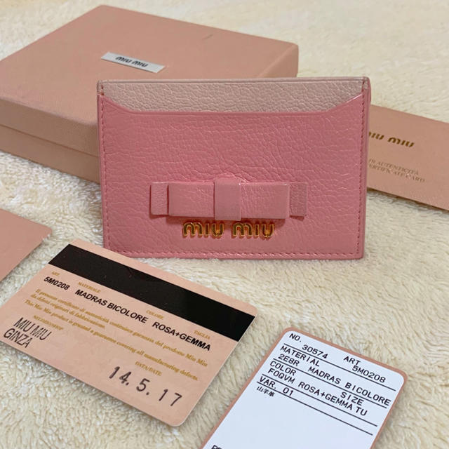 本格派ま！ MIUMIUマドラスリボンカードケース ピンク | www