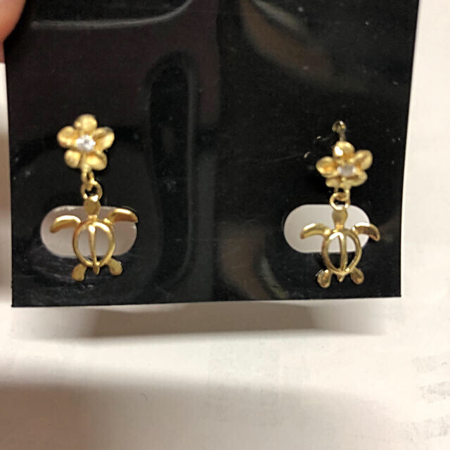 ハワイアンジュエリー14K イエローゴールドホヌ&プルメリアピアス❣️